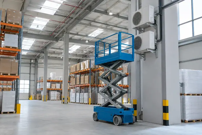 Unitatea exterioara: hala industriala cu nacela si unitati de climatizare