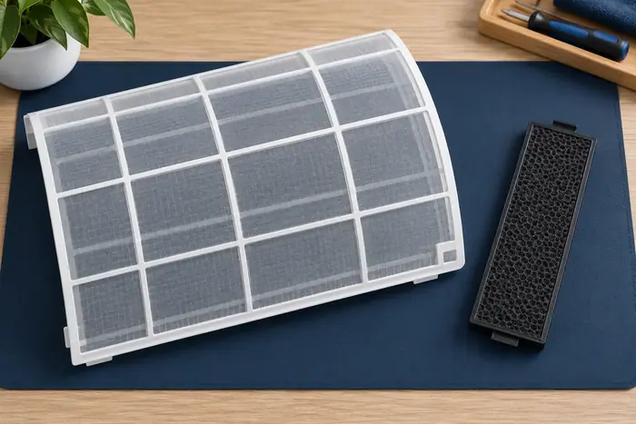 Aparat de perete: plasa de praf si insertie suplimentara separate