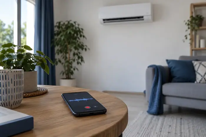 Aer conditionat in locuinta: telefon care inregistreaza un sunet de la distanta