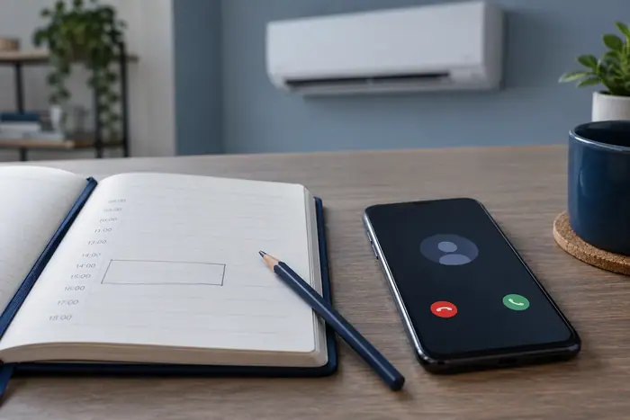 Aer conditionat in locuinta: preferinta de interval discutata prin telefon