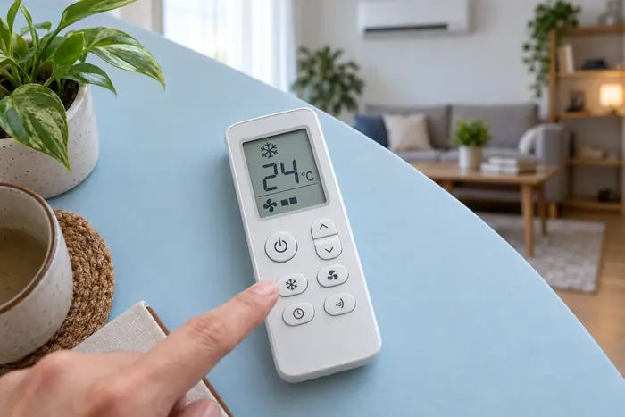 Revizie aparat: telecomanda cu modul racire, temperatura si treapta ventilatorului afisate