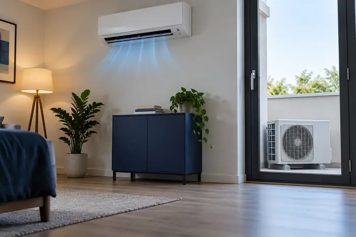 Aer conditionat in locuinta: zona de lucru langa mobilier fix