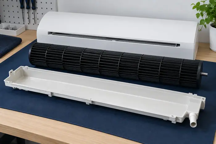 Igienizare aer conditionat: accesul la tava de condens si turbina se stabileste la aparat