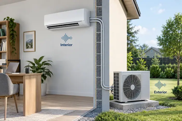 Aer conditionat in locuinta: pozitia sursei interioare sau exterioare notata pe schita