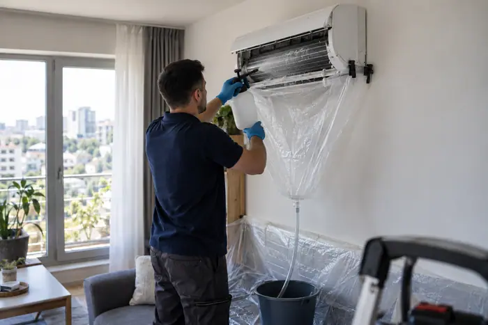 Curatare sub husa: galeata husa interventie living transparenta