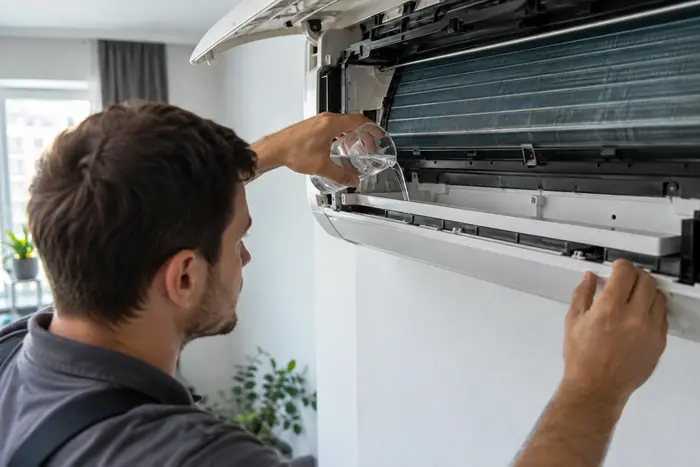 Filtre si lamele: lamelele evaporatorului inspectate inainte de curatare