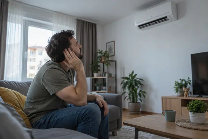 Lucrare la domiciliu: client deranjat de caldura, langa aparatul care nu raceste bine