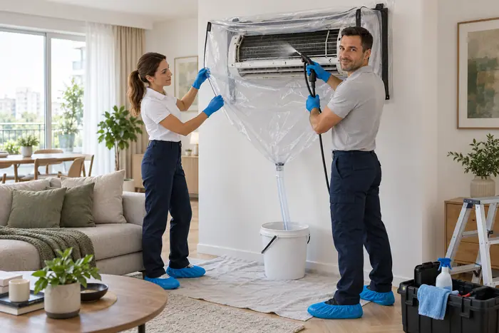 Igienizare aer conditionat: igienizare profesionala intr-un apartament luminos