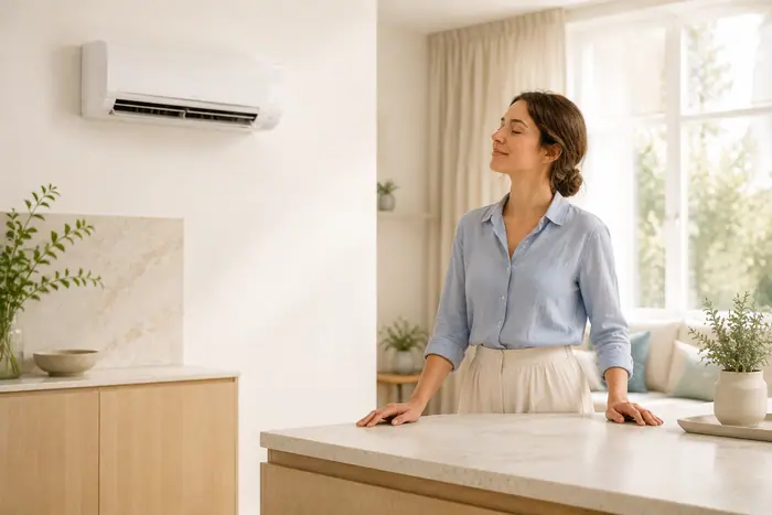 Igienizare aer conditionat: aer proaspat intr-o bucatarie eleganta