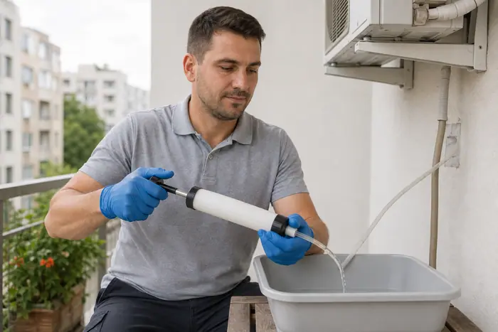 Curatare sub husa: curatarea furtunului de condens pe balcon