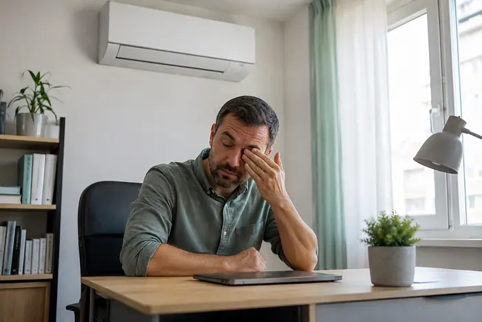Igienizare aer conditionat: ochi iritat sub aer conditionat