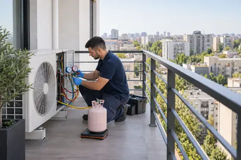 Service de agent frigorific pe un balcon din Bucuresti
