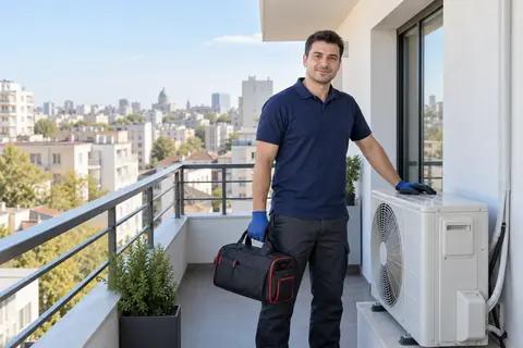 Tehnician dupa revizia aparatului de aer conditionat in Bucuresti